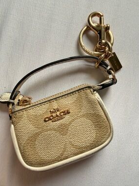 Coach Khaki and Chalk Textured Canvas miniature Nolita bag charm